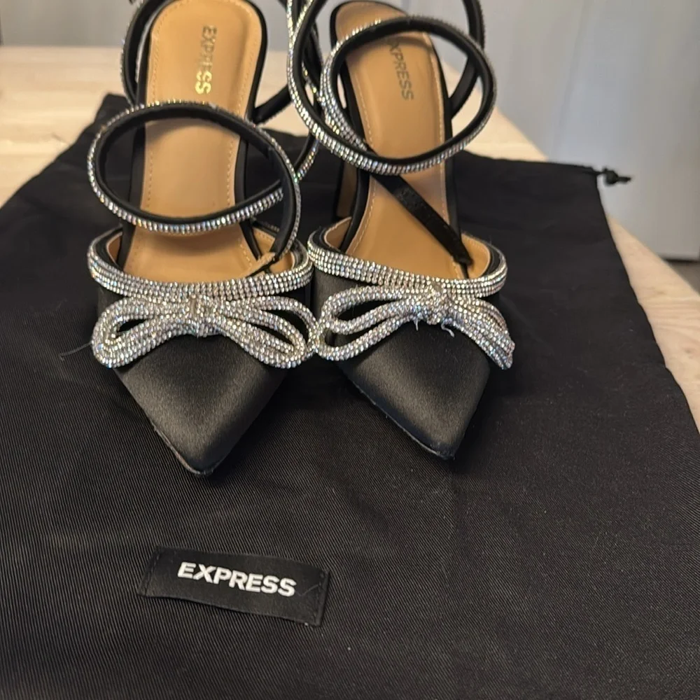 Express strappy rhinestone heels